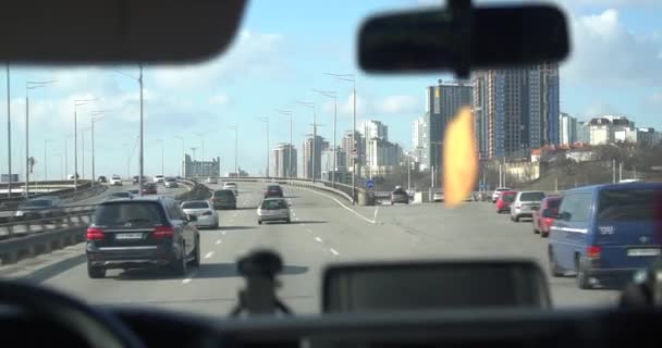 Drivers point of view in Highway. POV driver on highway on road trip — Stock Video