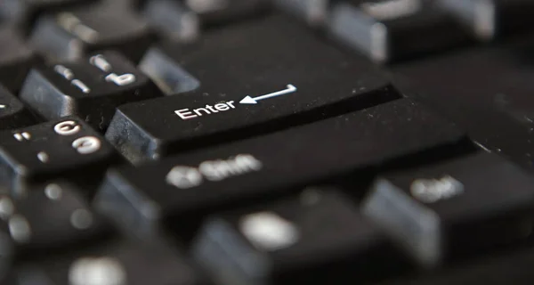 Black Computer Keyboard Super Close Stock Footage Enter Keys — Stock Photo, Image