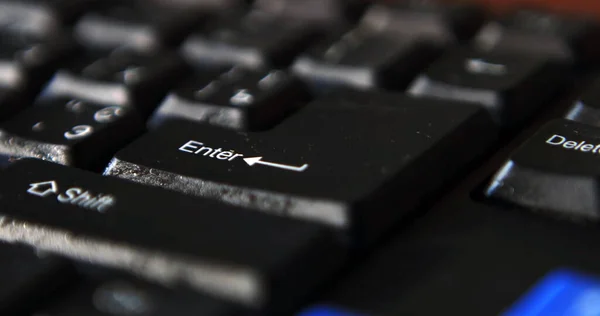 Black Computer Keyboard Super Close Stock Footage Enter Keys — Stock Photo, Image