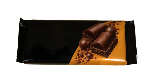 Paquete Papel Chocolate Fondo Aislado Blanco — Foto de Stock