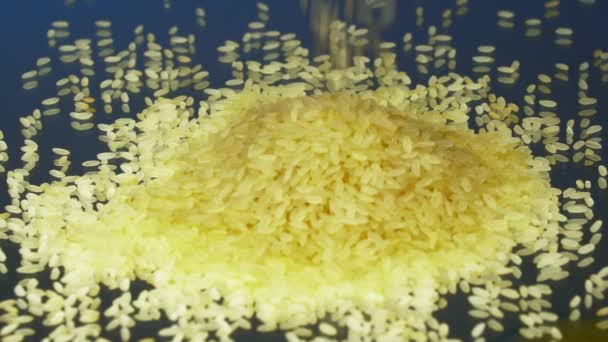 Saupoudrer Riz Haute Qualité Sur Fond Miroir Pour Cuisson Des — Video