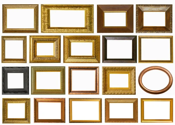 Rahmen Gemälde Gold Antikensammlung Isoliert Museum — Stockfoto