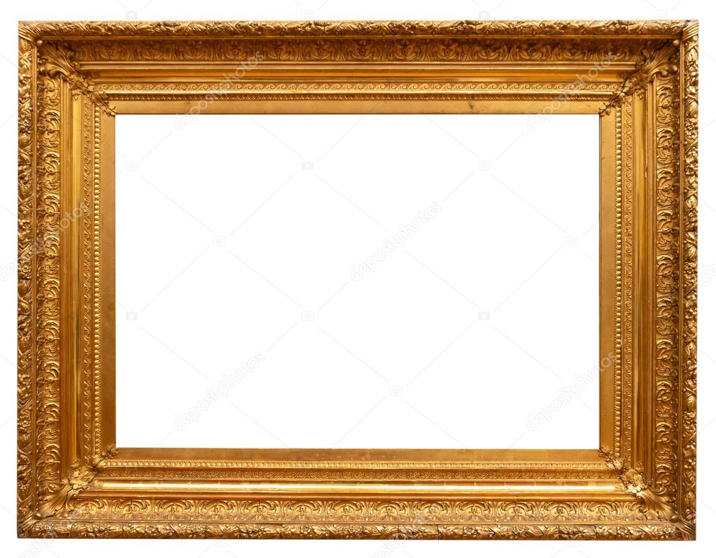 Antique photo picture frame isolated on white background