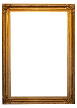 Altın sarısı güzel resim çerçevesi beyaz arkaplanda izole edildi
