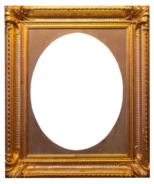 Altın sarısı güzel resim çerçevesi beyaz arkaplanda izole edildi