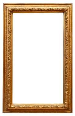 Altın sarısı güzel resim çerçevesi beyaz arkaplanda izole edildi