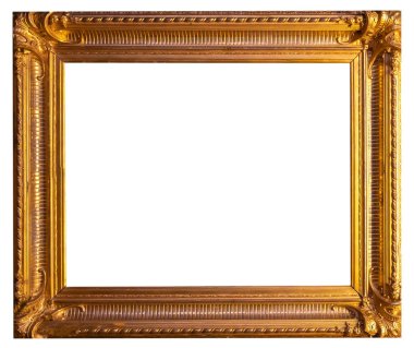 Altın sarısı zemin çerçevesi beyaz üzerine izole 
