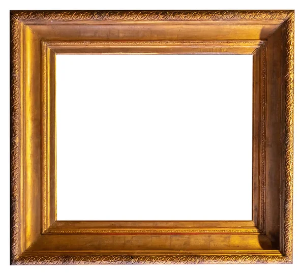 Золота Вібраційна Рамка Картини Ізольована Білому Фоні — стокове фото