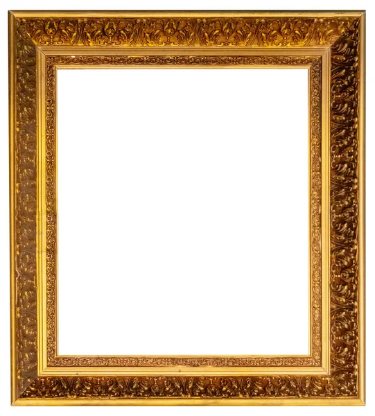 Gold Vibackgroundntage Picture Frame Isolated White — Stock Photo, Image