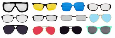 İzole edilmiş bir tablonun portresini çizmek için beyaz arka planda bir güneş gözlüğü.