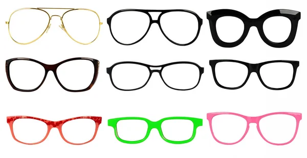 Uppsättning Glasögon Isolerade Vit Bakgrund För Att Applicera Ett Porträtt — Stockfoto