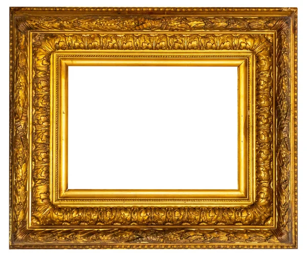 Gold Vibackgroundntage Picture Frame Isolated White — Stock Photo, Image