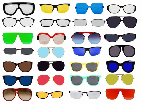 Een Set Zonnebrillen Een Witte Achtergrond Voor Het Tekenen Een — Stockfoto