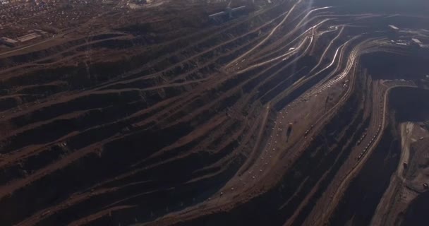 Huge Iron Ore Quarry Iron Ore Quarry Quarry Aerial View — Stock Video