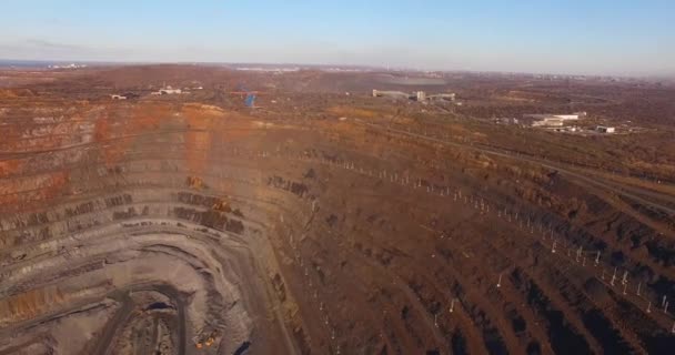 Pedreira Minério Ferro Enorme Pedreira Minério Ferro Pedreira Vista Aérea — Vídeo de Stock