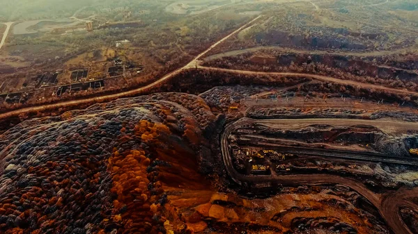 Iron Ore Quarry Open Pit Mining Aerial Photography — 스톡 사진
