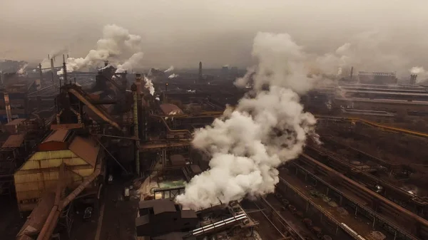 Plant Smoke Pipes Aerial Photography Environmental Pollution Metallurgy — Stock Photo, Image