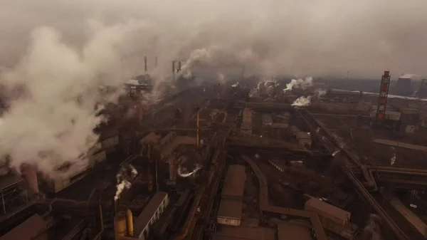 Plant Smoke Pipes Aerial Photography Environmental Pollution Metallurgy — Stock Photo, Image