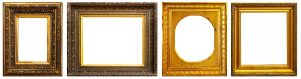 Set Goldener Antiker Rahmen Auf Weißem Hintergrund Isoliert — Stockfoto