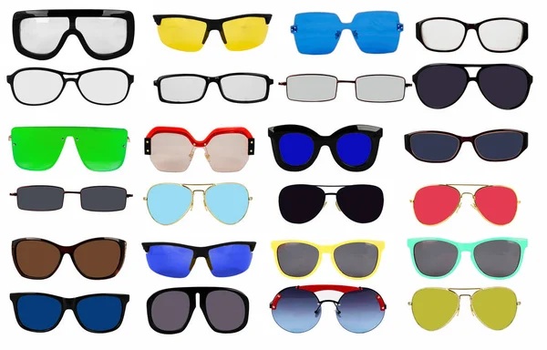 Een Set Zonnebrillen Een Witte Achtergrond Voor Het Tekenen Een — Stockfoto