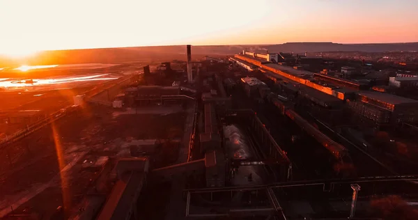 Metallurgical Plant Aerial Photography Shooting Sunset — 스톡 사진