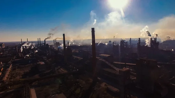 Metallurgical Plant Old Environmental Change Smoke Factory Chimney — Stock Photo, Image