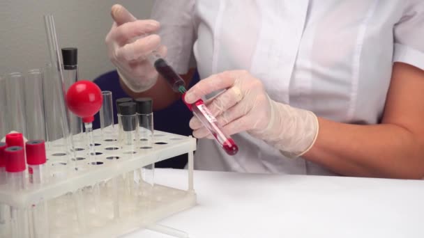 Laboratory Tests Coronavirus Taking Blood Tests Test Tubes Medicine Doctor — Stock Video