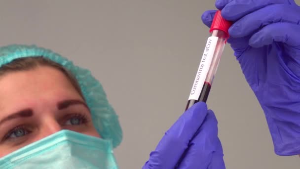 Laboratuvar Testleri Coronavirus Kan Testi Tüpleri Tıp Doktoru Hastanesi Kan — Stok video