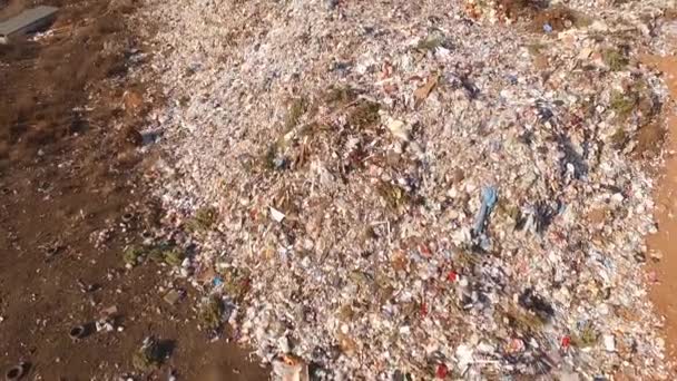 Mülldeponie Freien Luftaufnahmen Abfall Mülldeponie Berg Müll — Stockvideo