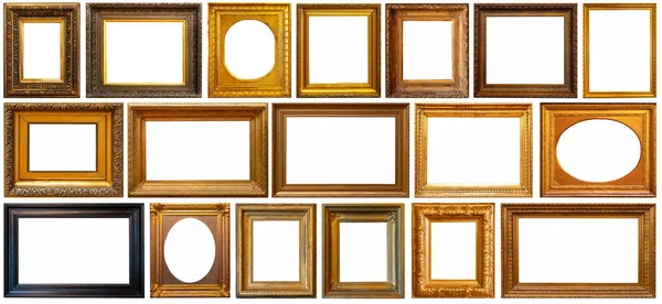 Set Van Gouden Antieke Frames Een Witte Achtergrond Geïsoleerd — Stockfoto