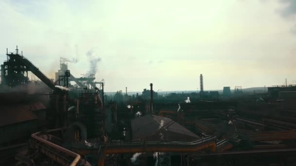 Metallurgisk Växt Växt Pipa Rök Dålig Ekologi Metallurgi — Stockvideo