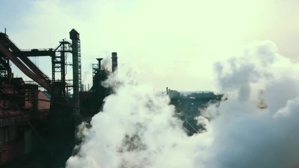 Трубы Металлургического Завода Трубы Дыма Плохой Экологии Металлургии — стоковое видео