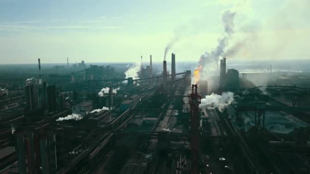 Metallurgische Anlage Anlage Rohr Rauch Schlechte Ökologie Metallurgie — Stockvideo