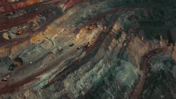 Panorama Luftaufnahme Aufgenommen Tagebau Kohlebergbau Mulden Abbau Der Mineralgewinnenden Industrie — Stockvideo