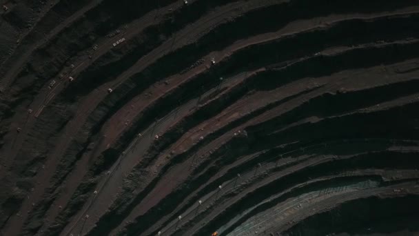 Відкритий Кар Гірничодобувної Промисловості Залізні Руди Гірничодобувних Робіт Зачистки Гірничодобувних — стокове відео