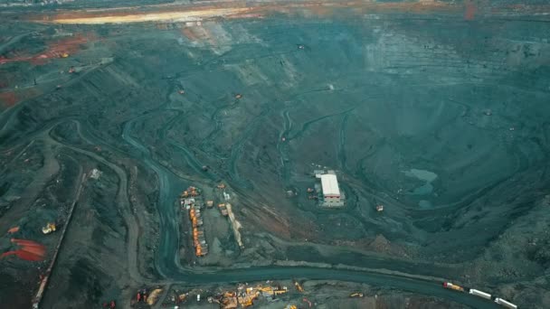 Vista Aérea Mineração Minério Ferro Panorama Uma Mina Céu Aberto — Vídeo de Stock