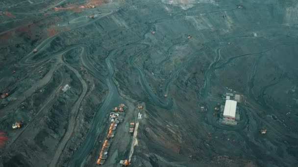Aerial View Iron Ore Mining Panorama Open Cast Mine Extracting — Stock Video