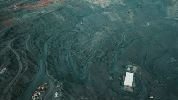 Вид Воздуха Добычу Железной Руды Панорама Карьера Добыче Железной Руды — стоковое видео
