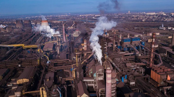 Stahlökologie Metallurgisches Eisenwerk Raucht Von Der Verschmutzung Von Industrierohren Blick — Stockfoto