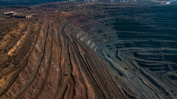 Vista Aérea Minería Mineral Hierro Panorama Una Mina Cielo Abierto —  Fotos de Stock