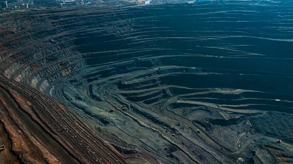 Vue Aérienne Mine Minerai Fer Panorama Une Mine Ciel Ouvert — Photo
