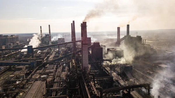 Stahlökologie Metallurgisches Eisenwerk Raucht Von Der Verschmutzung Von Industrierohren Blick — Stockfoto