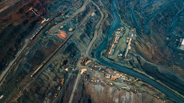 Aerial View Iron Ore Mining Panorama Open Cast Mine Extracting — Stock Photo, Image