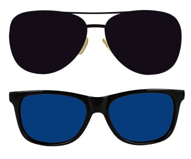 Moda güneş gözlüğü seti. Göz giysisi. Gözlük çerçeveleri.