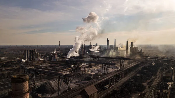 Steel Ecology Metallurgical Iron Plant Smokes Pollution Industry Pipes View — Stock Photo, Image