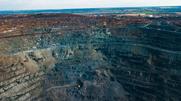 Luftaufnahme Des Eisenerzbergbaus Panorama Eines Tagebaus Zur Gewinnung Von Eisenerz — Stockfoto