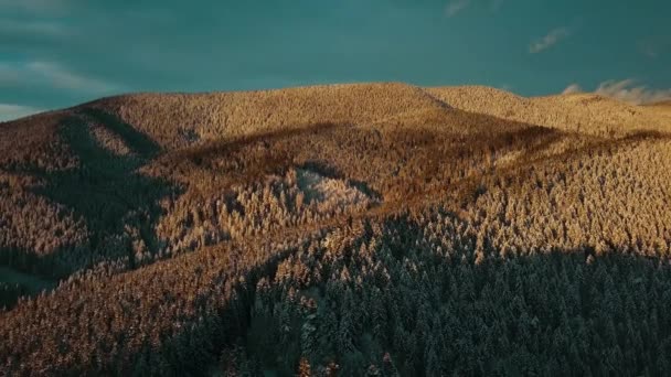 Paisaje Aéreo Invierno Atardecer Hermosa Calidad Cinematográfica Filmación Uhd Vista — Vídeo de stock