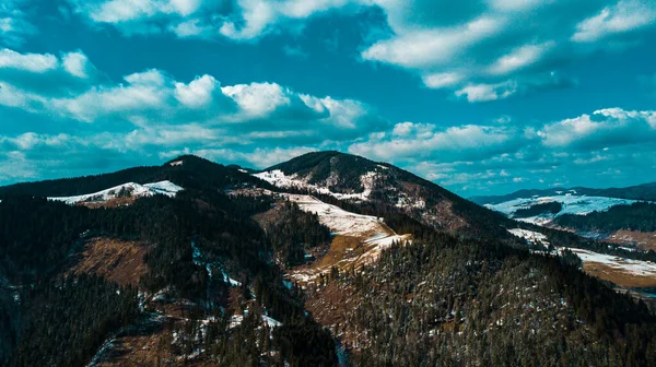 Cárpatos Gama Montanhas Panorama Inverno Vista Aérea Bela Vista — Fotografia de Stock