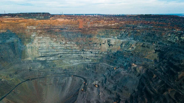 Aerial View Iron Ore Mining Panorama Open Cast Mine Extracting — Stock Photo, Image