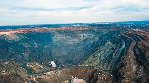 Letecký Pohled Těžbu Železné Rudy Panorama Povrchové Těžby Železné Rudy — Stock fotografie